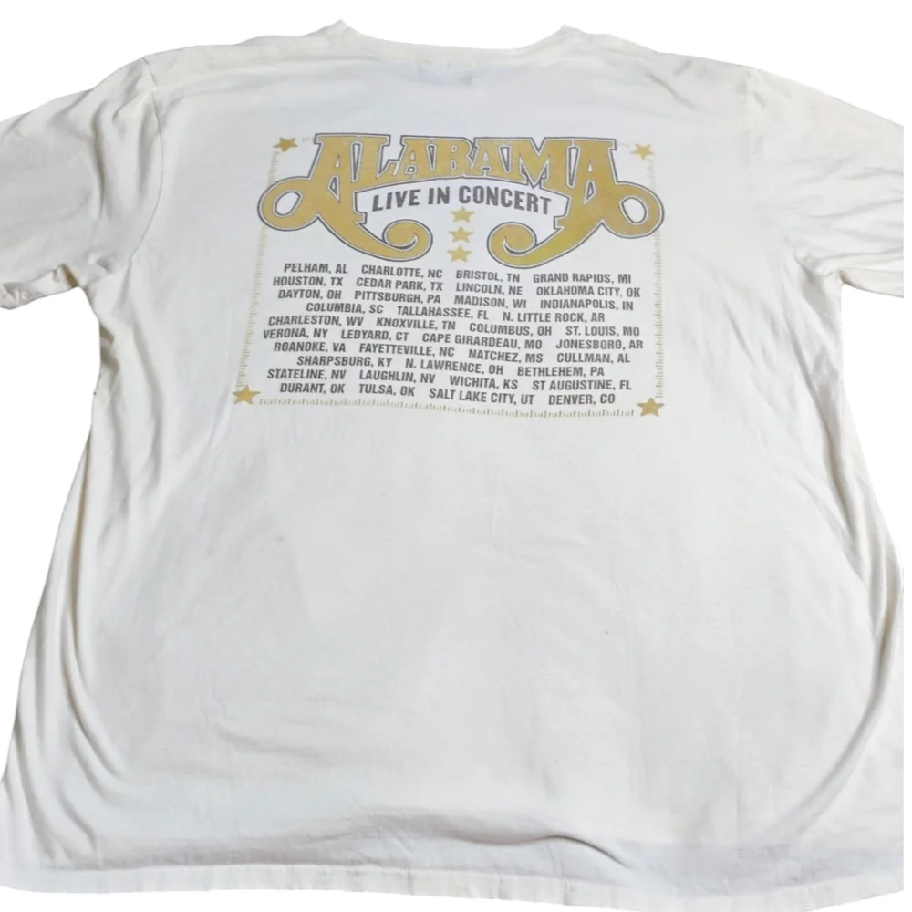 Gildan ALABAMA Live In Concert Vintage Tour Shirt XL Cream Short Sleeve Tee - Picture 2 of 12
